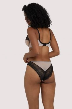 Deja Day Rosalyn Black And Blush Brazillian Brief Knickers