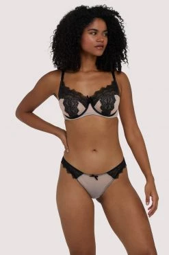 Deja Day Rosalyn Black And Blush Brazillian Brief Knickers