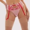Squish Free Sexy Summer Brief Charli Pink Embroidered Suspender Belt