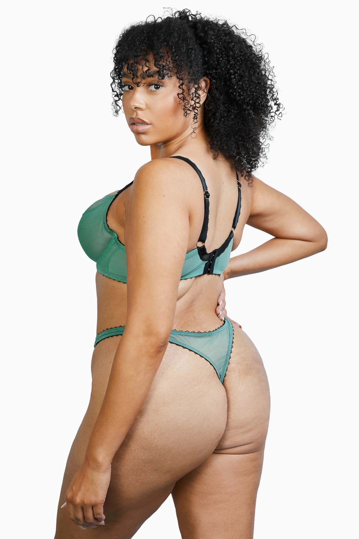 Deja Day Grace Green Moss And Black Supportive Plunge Net Bra 8 Deja Day Grace Green Moss And Black Supportive Plunge Net Bra