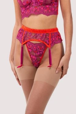 Kilo Brava Hot Pink Lace Suspender Belt