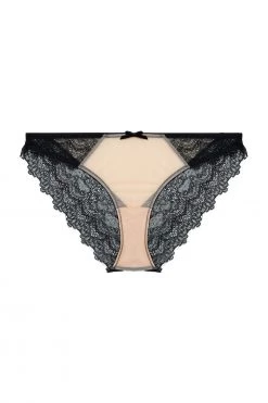 Deja Day Rosalyn Black And Blush Brazillian Brief Knickers