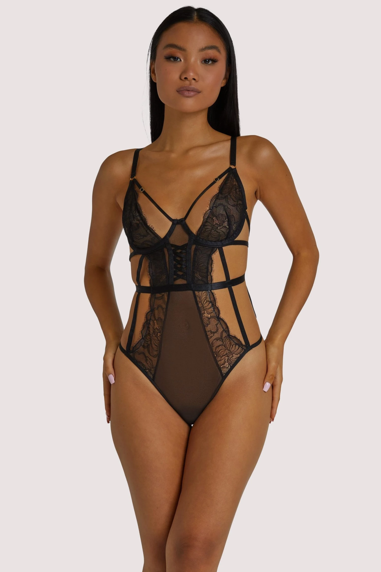 Wolf & Whistle Teigan Black Lace Up Strappy Body Bodies 2 Wolf & Whistle Teigan Black Lace Up Strappy Body Bodies