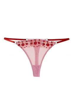 Squish Free Sexy Summer Brief Charli Pink Embroidered Thong