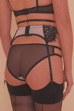 Playful Promises Sky Pearl Lace Harness Core Suspender Belt Suspenders