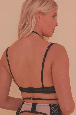 Playful Promises Sky Pearl Quarter Cup Lace Harness Core Bra Bras