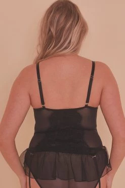 Felicity Hayward X PP Nightwear Anna Lace And Mesh Basque Curve