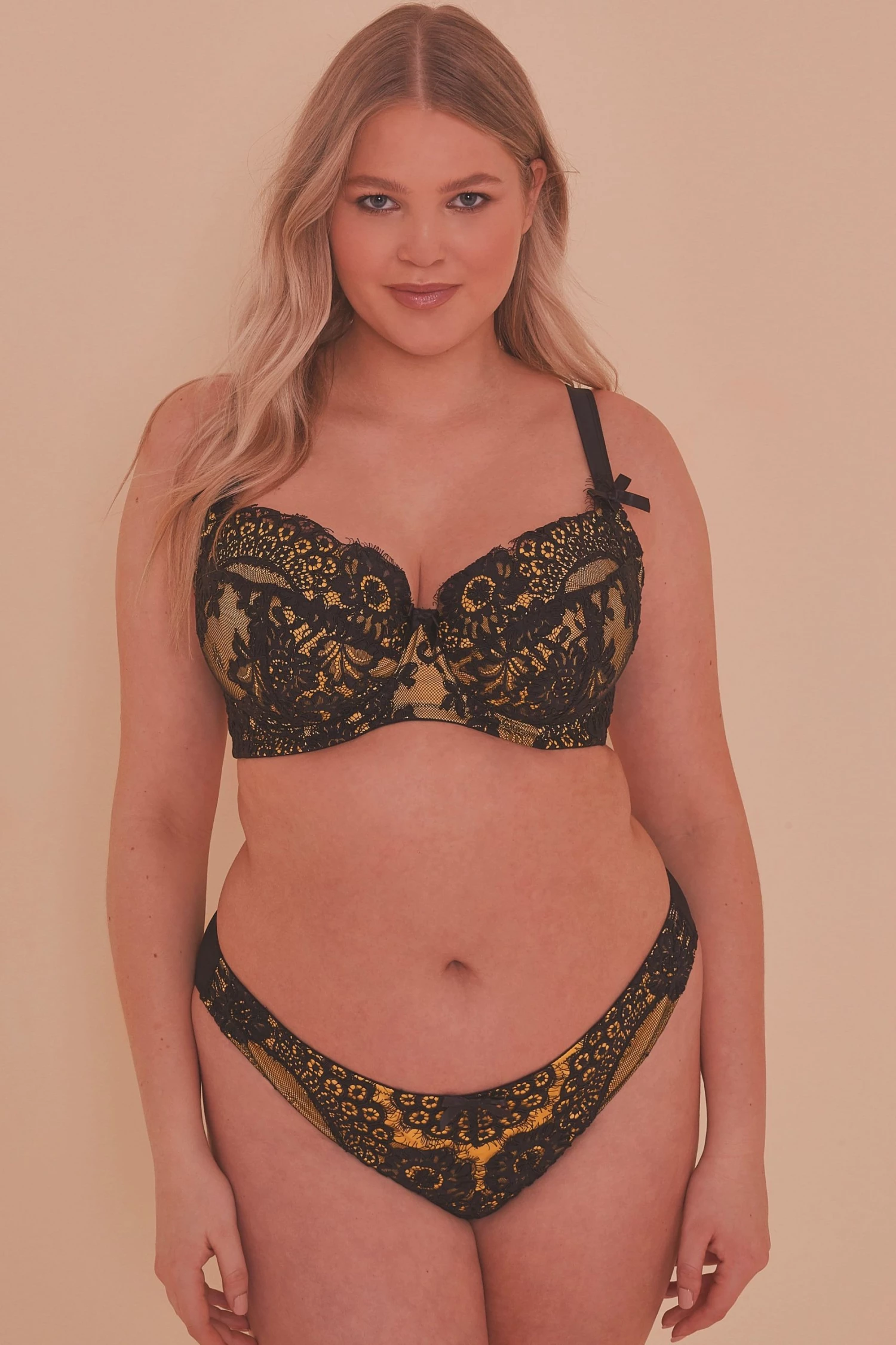 Playful Promises Jaquelina Mustard Contrast Brazilian Brief Curve Knickers 4 Playful Promises Jaquelina Mustard Contrast Brazilian Brief Curve Knickers