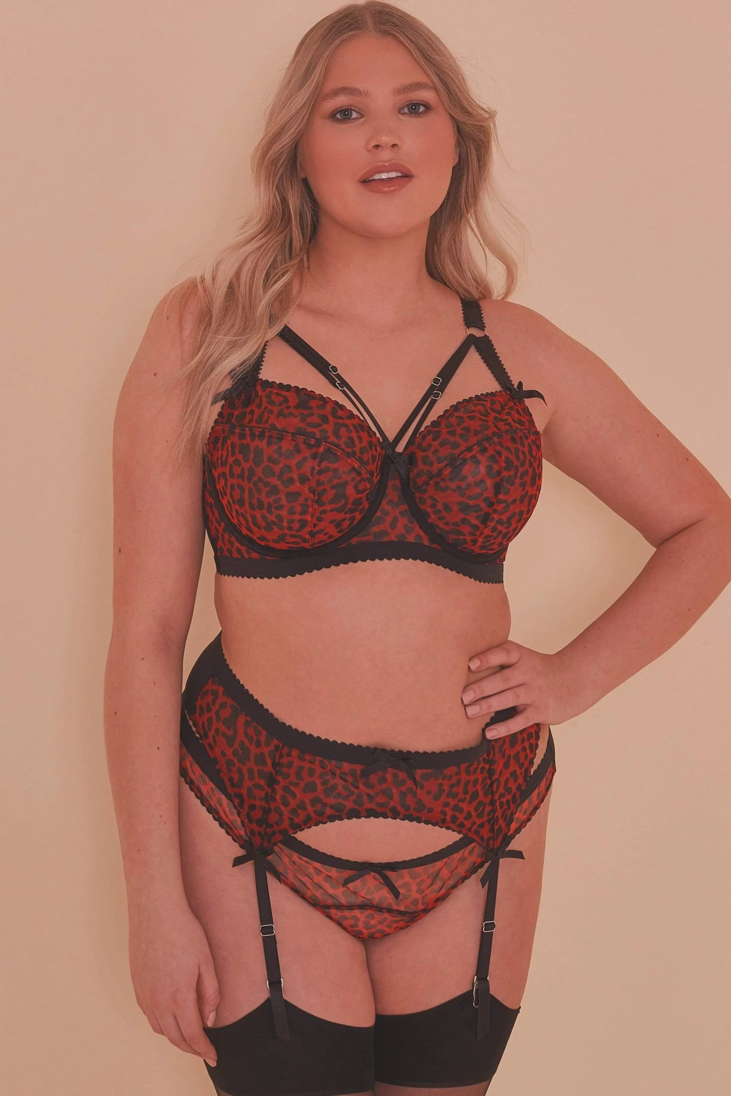 Playful Promises Suspenders Josie Leopard Mesh Picot Suspender Belt Core 12 Playful Promises Suspenders Josie Leopard Mesh Picot Suspender Belt Core