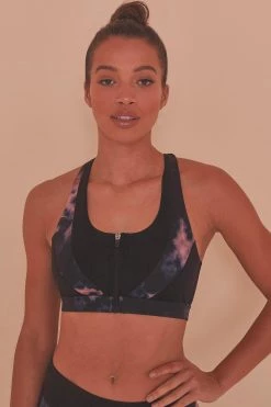 Wolf & Whistle Dark Marble Zip Front Sports Bra Activewear