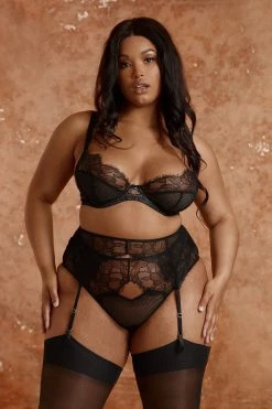 Playful Promises Curve Exclusive Khloe Black Floral Suspender