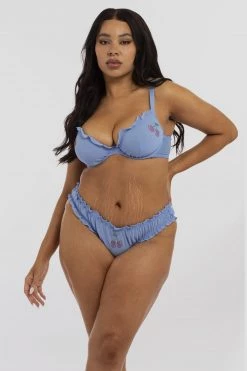Squish Lili Blue Diamante Cherry Plunge Bra