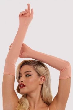 Bettie Page Lingerie Peach Gloves 6 Bettie Page Lingerie Peach Gloves