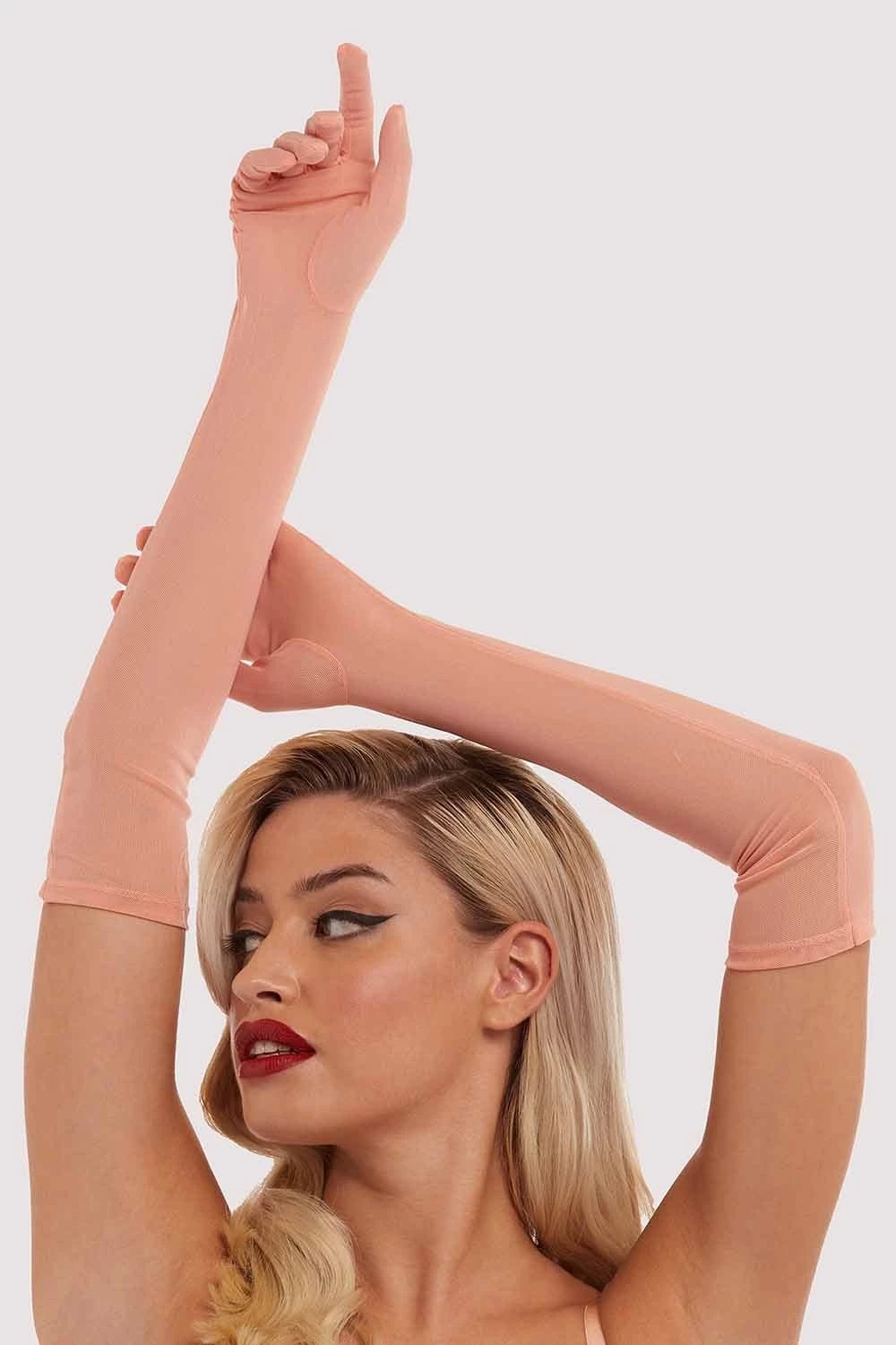 Bettie Page Lingerie Peach Gloves 3 Bettie Page Lingerie Peach Gloves