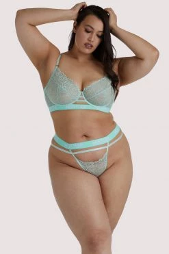 Hustler Branded Mint Curve Lace Thong Everyday Lingerie