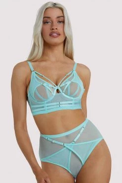 Playful Promises New In Eddie Aqua Crossover Wrap Bra
