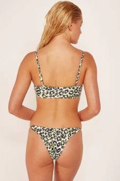 Wolf & Whistle Leopard Crop Top Khaki Swimwear