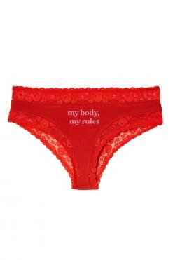 Squish Knickers My Body, My Rules Red Embroidered Brief 12 Squish Knickers My Body, My Rules Red Embroidered Brief