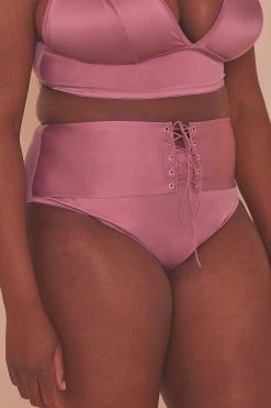 Playful Promises Curve Exclusive Knickers Eagan Blush Satin High Waist Knicker