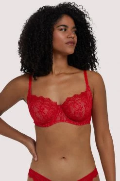 Deja Day Rosalyn Red Balcony Bra