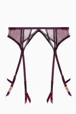 Hustler Kelly Wine PVC Cut Out Curve Suspender