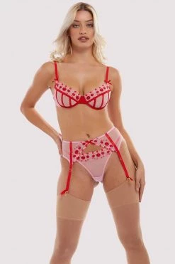 Squish Charli Pink Embroidered Balcony Bra