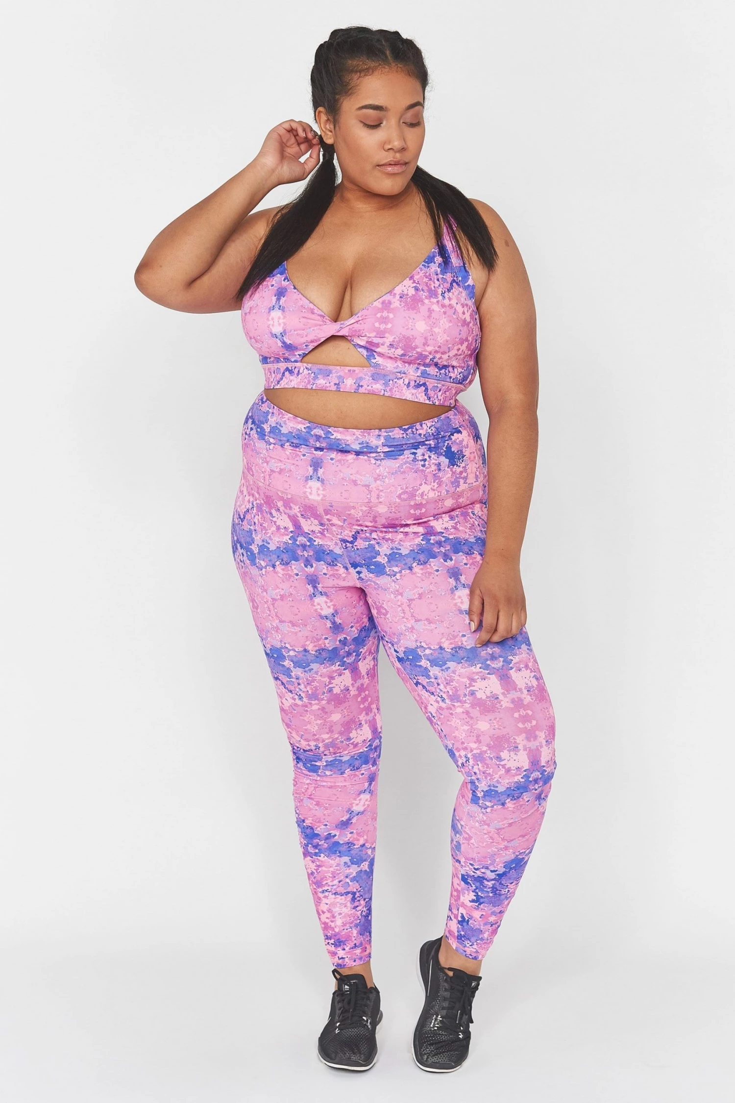 Wolf & Whistle Pink Marble Print Long Curve Legging 1 Wolf & Whistle Pink Marble Print Long Curve Legging