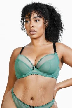 Deja Day Grace Green Moss And Black Supportive Plunge Net Bra 12 Deja Day Grace Green Moss And Black Supportive Plunge Net Bra