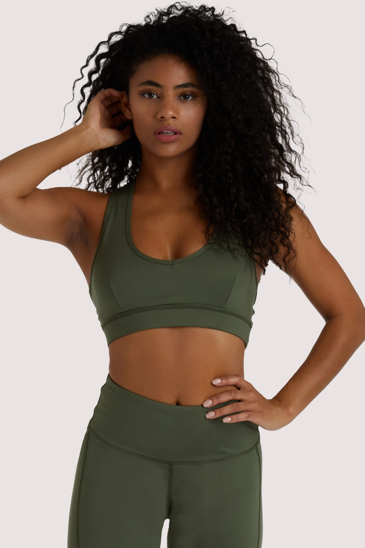 Wolf & Whistle Activewear Eco Dusty Olive Racer Back Bra 1 Wolf & Whistle Activewear Eco Dusty Olive Racer Back Bra