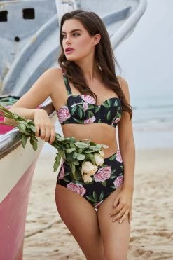 Bettie Page Lingerie Swimwear Eco Claudette Roses Padded Balcony Bikini Top 11 Bettie Page Lingerie Swimwear Eco Claudette Roses Padded Balcony Bikini Top