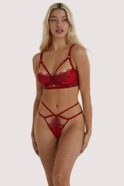 Wolf & Whistle Iris Slider Red Thong New In