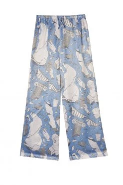Playful Promises Nightwear Logan Spector Recycled Blue Statues Satin Trousers 19 Playful Promises Nightwear Logan Spector Recycled Blue Statues Satin Trousers