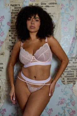 Hustler Knickers Branded Lace Baby Pink Thong