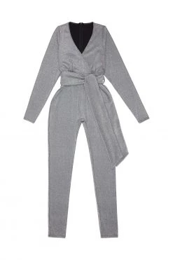 Felicity Hayward X PP Farouz Silver Disco Jumpsuit Curve Nightwear