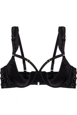 Playful Promises Ava Black Strappy Ring Detail 1/4 Cup Bra A - D