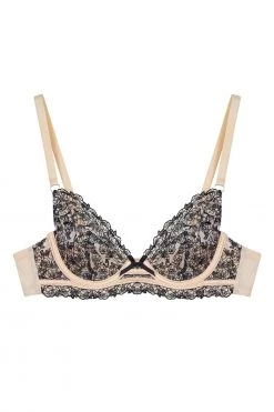 Playful Promises Skull & Roses Embroidery Peach Balcony Bra