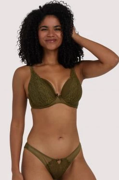 Deja Day Sophia Olive Plunge Push Up Bra New In Bras