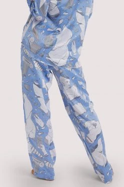 Playful Promises Nightwear Logan Spector Recycled Blue Statues Satin Trousers 13 Playful Promises Nightwear Logan Spector Recycled Blue Statues Satin Trousers