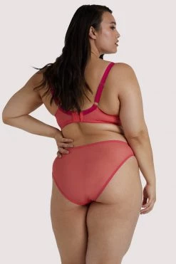 Playful Promises Cherry Embroidery Coral Plunge Bra