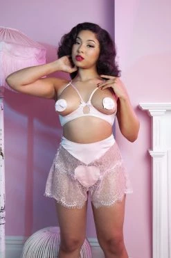 Bettie Page Lingerie Knickers Doris Peach Heart French Knicker Briefs