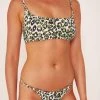 Wolf & Whistle Leopard Brazilian Brief Khaki Swimwear