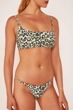 Wolf & Whistle Leopard Brazilian Brief Khaki Swimwear