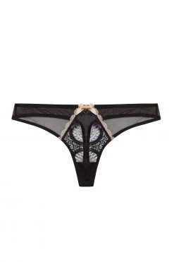 Kiss Me Deadly Caresse Black Lace Mesh Thong Knickers