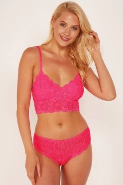 Wolf & Whistle Ariana Lace Neon Pink Brief Knickers