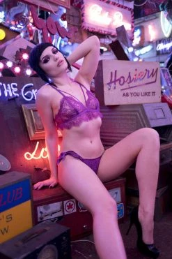 Peek & Beau Bryn Purple Lace Frill Triangle Bra Bras