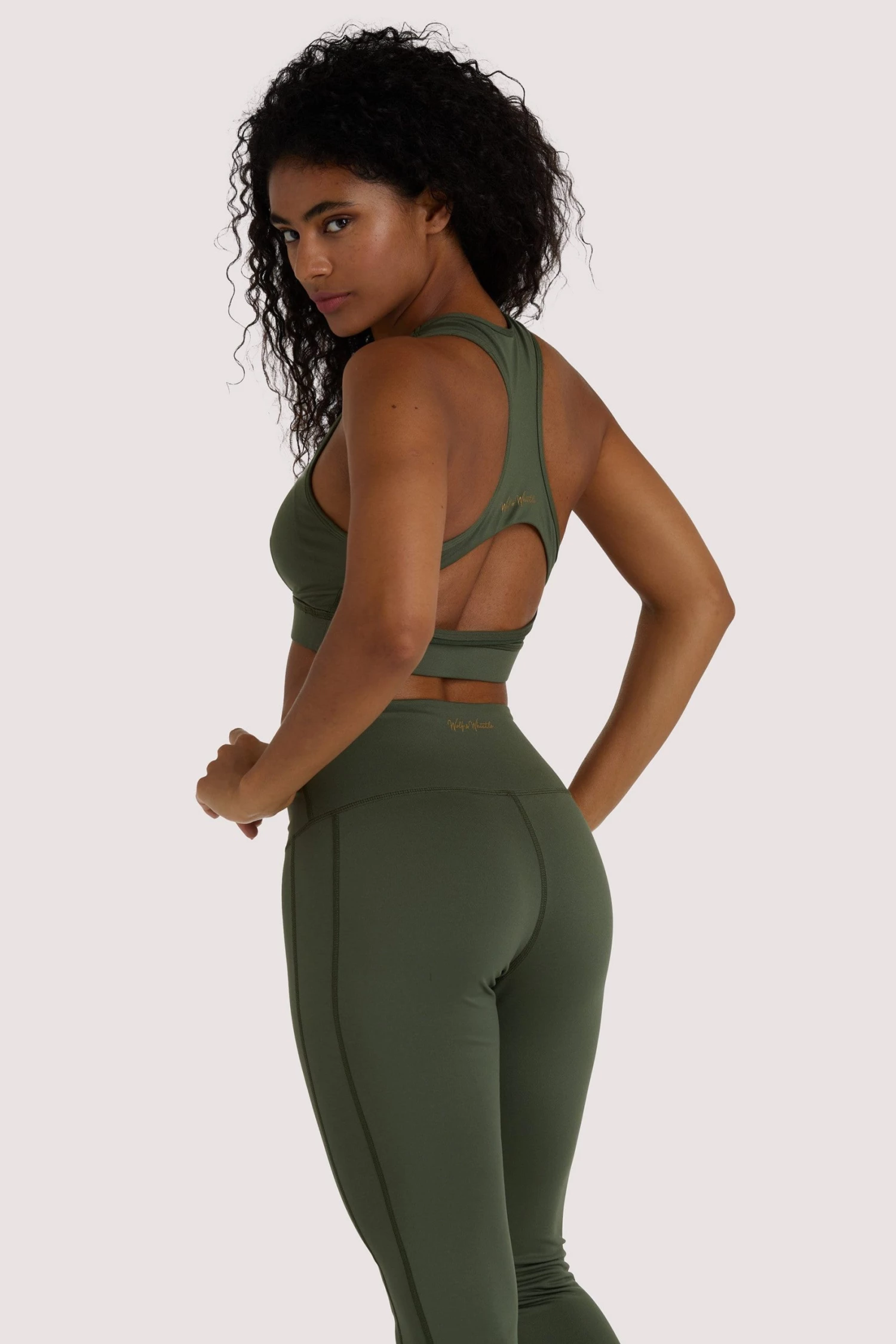 Wolf & Whistle Activewear Eco Dusty Olive Racer Back Bra 2 Wolf & Whistle Activewear Eco Dusty Olive Racer Back Bra