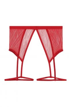 Felicity Hayward X PP New In Mercury Red Mesh Harness Suspender