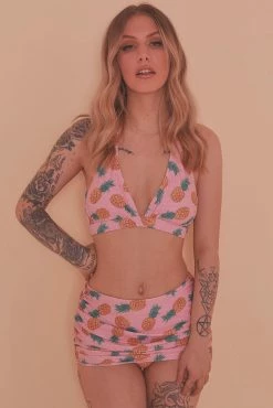 Collectif X Playful Promises Pineapple Ruched Triangle Bikini Top