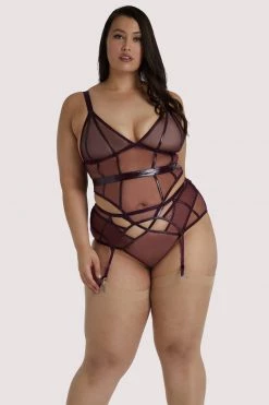Hustler Kelly Wine PVC Soft Cup Curve Basque Basques & Corsets