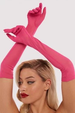 Bettie Page Lingerie Hot Pink Gloves Accessories